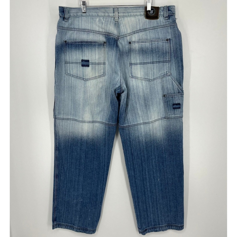 Enyce Mens Baggy Carpenter Jeans Blue Fade Streetwear Utility Pants Size 40